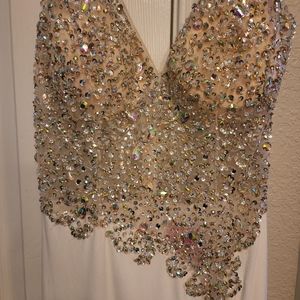 White rhinestone mermaid prom dress